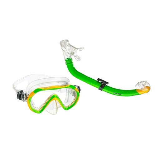 Mares Junior Sea Pals Dry Snorkeling Set - Seahorse Single-Lens Mask, Allegra Open-Heel Fins, Ergonomic Dry-Top Snorkel & ...