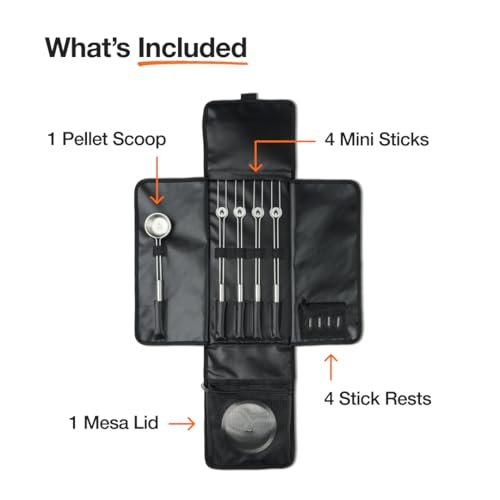 Solo Stove Mesa Accessory Pack | Incl. 4 Stainless Steel Mini Sticks + Stick Rests, Pellet Scoop, Mesa Lid, Carry Case, Ac...