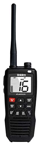 Uniden Atlantis 275 Handheld Two-Way VHF Marine Radio, Floating IPX8 Submersible Waterproof, Large Dual-Color Screen, 6-Wa...