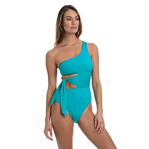 La Blanca Women's One Piece Swimsuit Cutout Single Shoulder Tummy Control Island Goddess Bathing Suit