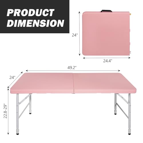 ICSPOID Portable Plastic Folding Table 4ft/6ft/8ft Heavy Duty White Black Picnic Dining Table Fold-in-Half for Camp Party ...