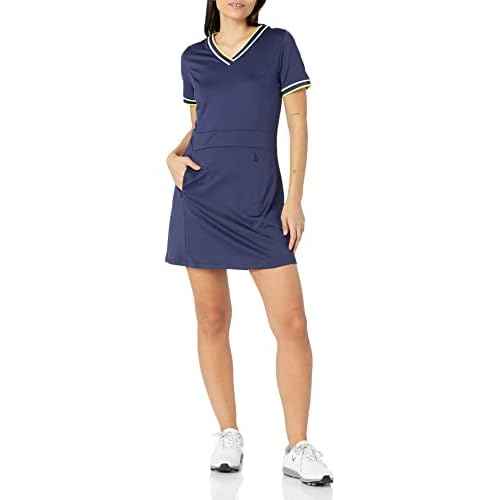Callaway Women¡¯s V-Neck Colorblock Short Sleeve Golf Dress with Truesculpt, Stretch Fabric, Moisture-Wicking, Sun Protection