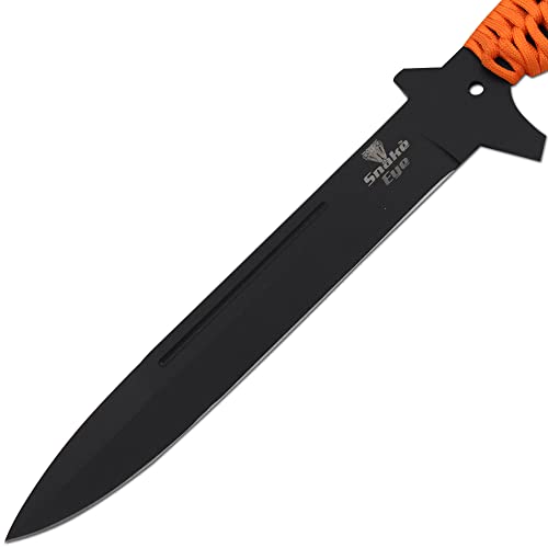 Snake Eye Tactical Fixed Blade Knife –Black Stainless Steel Blade, Cord Wrapped Handle, Full Tang, Includes Nylon Sheath -...