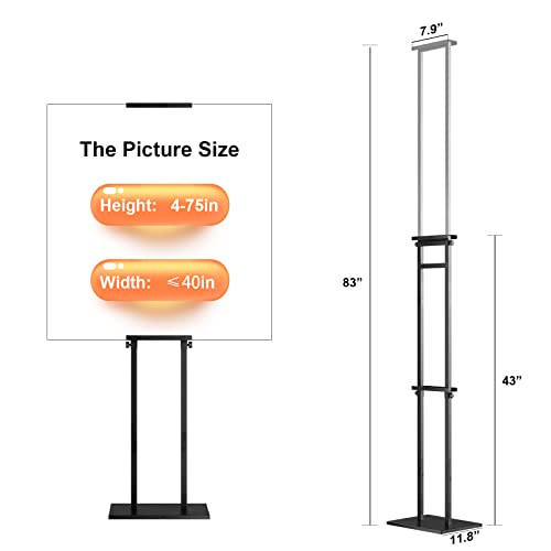 WHAUU Display Stand Sign Holder,Heavy Duty Adjustable Pedestal Sign Stand Up to 75 inch,Double-Sided for Board & Foam Sig...