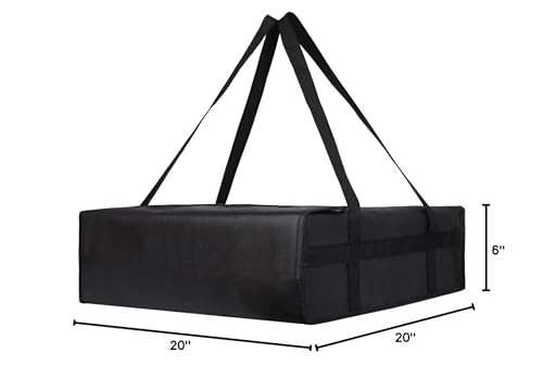 Bodaon Pizza Bags for Delivery, Insulated Pizza Delivery Bag for Delivery Drivers, 20" x 20" x 6" Pizza Warmer Bags for Carry Hot, Commercial Food Warmers for Catering, Pizza Carrier, Black