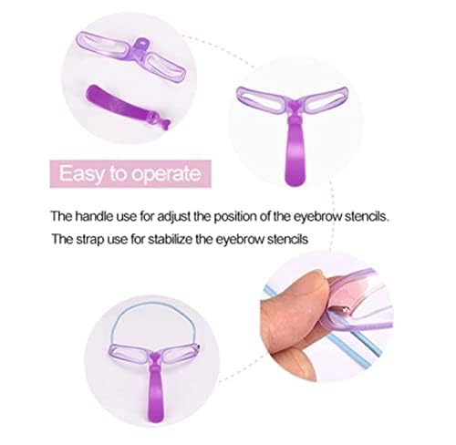 1Pc Pouple Eyebrow Shaping Kit,Eyebrow Template,8 Styles Reusable Eyebrow Stencil with Handle and Strap, Washable, Eyebrow Color