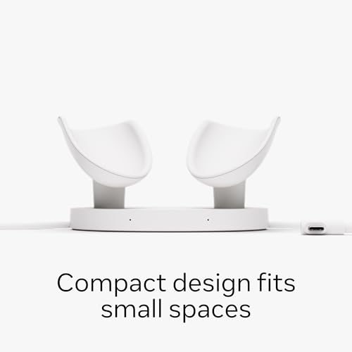 Meta Quest Compact Charging Dock — Works with Meta Quest 3/3S — Extended Headset Charging Cable — Wireless Charging for To...