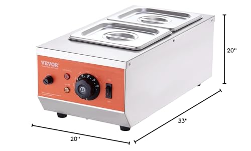 VEVOR Chocolate Tempering Machine, 9 Lbs 2 Tanks Chocolate Melting Pot TEMP Control 86~185℉, 1500W Stainless Steel Electric Commercial Food Warmer For Chocolate/Milk/Cream Melting and Heating