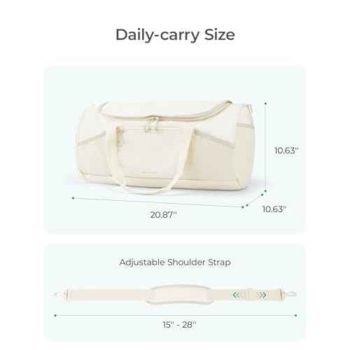 BAGSMART Gym Bag for Men & Women, Lightweight Duffel with Shoe Compartment, Weekender Bags with Wet Pocket, Workout Overnight Carry on for Travel, Beige