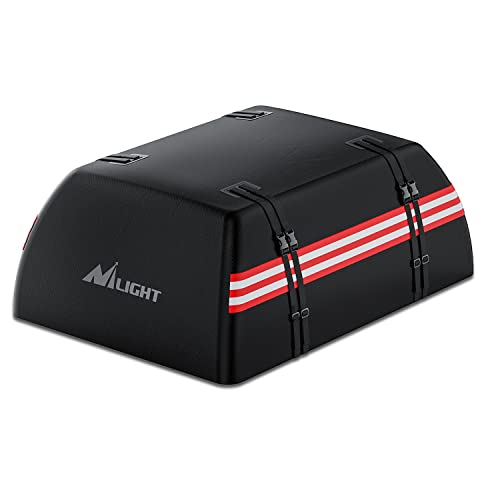 Nilight Car Roof Bag 21 Cubic Feet Waterproof Rooftop Cargo Carrier,Suitable for All Vehicle with/Without Rack - Waterproof Zip,Reflective Strip,Anti-Tear 840D PVC, with Anti-Slip Mat