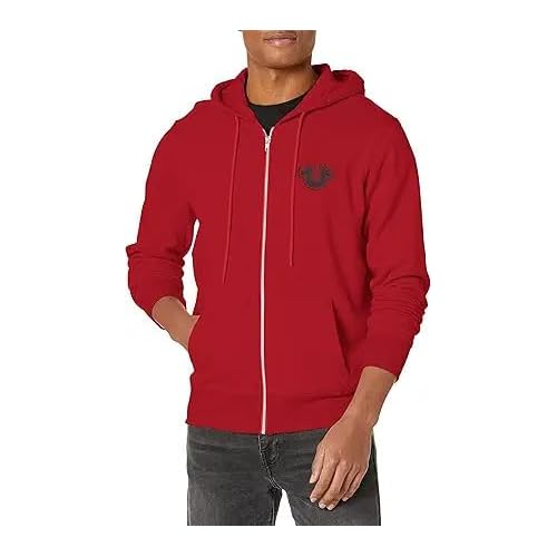 True Religion Men's Puff Print Core Zip Up Hoody ? Full Zip with Graphic