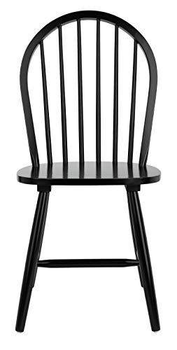 SAFAVIEH Home Collection – Camden Set of 2 Black Windsor Farmhouse Dining Chairs, Spindle Back Solid Wood Chairs, American...