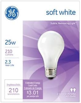GE Bulb SFTWHT 25A/W PK2