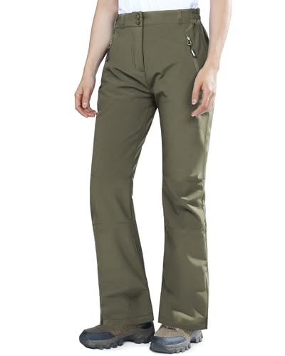 Outdoor Ventures Fleece Lined Waterproof Pants Women Ski Snow Insulated Softshell Snowboard Hiking with Boot Cut