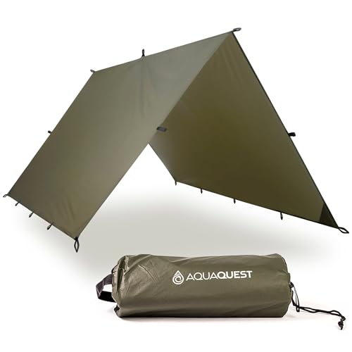 AquaQuest Guide Tarp – Ultralight Waterproof (5,000 mm) Seam-Taped 40D Ripstop Rain Fly for Backpacking, Stealth Camping &...