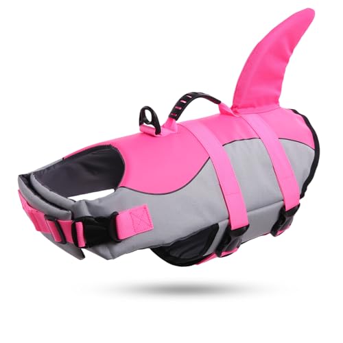 ASENKU Dog Life Jacket - Pet Safety Vest for Swimming & Boating, Shark Life Jacket with Floatation, Dog Lifesavers Swimsui...