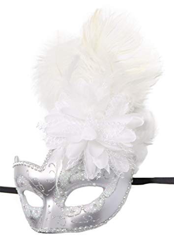 Awlsyj Women's Feather Masquerade Mask Venetian Halloween Mardi Gras Costumes Party Ball Prom Mask