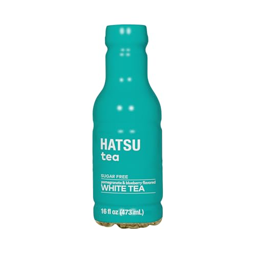 HATSU Sugar-Free White Tea – Pomegranate & Blueberry Flavor | Low-Calorie Iced Tea | 16.9 fl oz Bottles (Pack of 12)