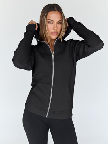 Trendy Queen Women's Full Zip Up Hoodie - Fitted Long Sleeve Sweatshirts for Fall and Winter