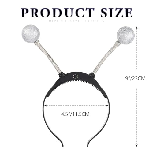 Sixexey Light Up Alien Headband LED Silver Martian Hair Band Antenna Hair Accessories for Women