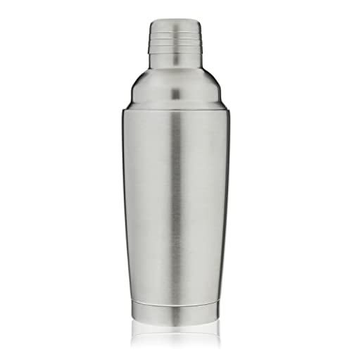 True Vacuum Insulated Cocktail Shaker for Cold Brew Cocktails, Stainless Steel Martini Shaker with Strainer, Home Bar Tool...