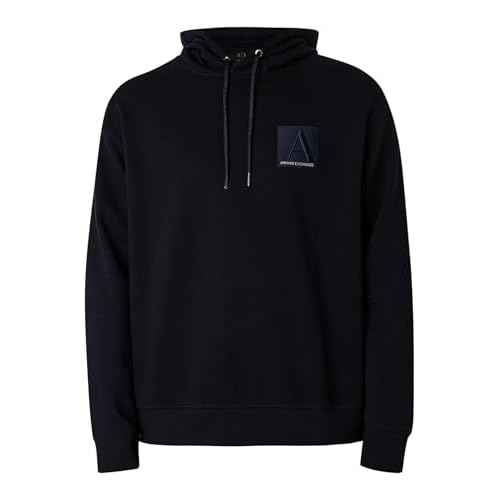 Armani Exchange mens Limited Edition a Line Logo Stretch Cotton Poly Hooded Drawstring Sweatshirt