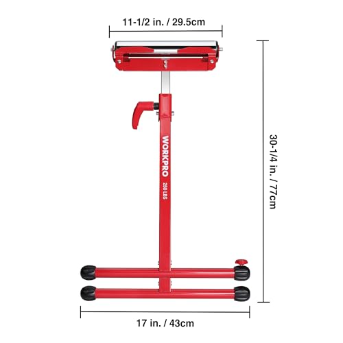 WORKPRO Folding Roller Stand Height Adjustable, Heavy Duty 250 LB Load Capacity, Outfeed Woodworking