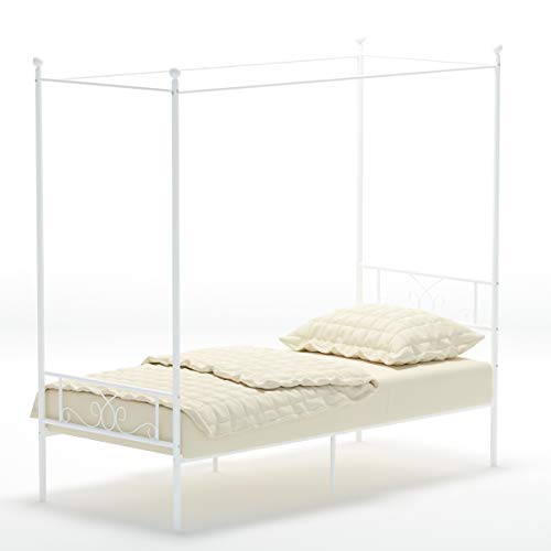 Weehom Twin Canopy Bed Frame with Headboard and Footboard, 4 Posters Metal Bed Frame, No Box Spring Needed, Mattress Found...