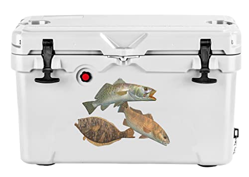 Saltwater Fish Decals Inshore Slam Flounder Fluke Fishing Stickers Redfish Red Drum Seatrout UV Protected Sea Trout Fish S...