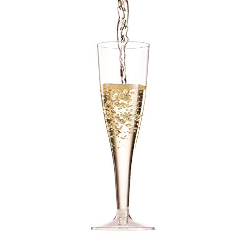 30 Pack Disposable Clear Plastic Champagne Flutes - 5 Oz Toasting Glasses for Wedding Party, Cocktail, Mimosa