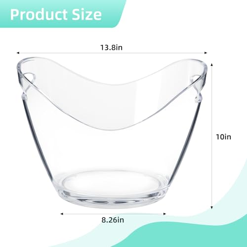 Large 8L Party Beverage Bucket, Acrylic Ice Bucket for Cocktail Bar, Cooler for Champagne, Red Wine or Beer, Food Grade, S...