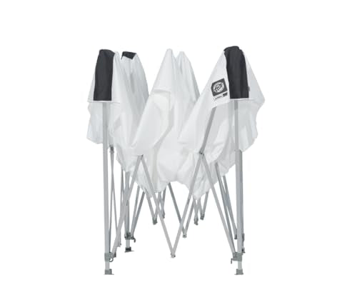 E-Z UP Ambassador Instant Pop Up Canopy Tent, 10' x 10', Roller Bag and 4 Piece Spike Set, Slate White