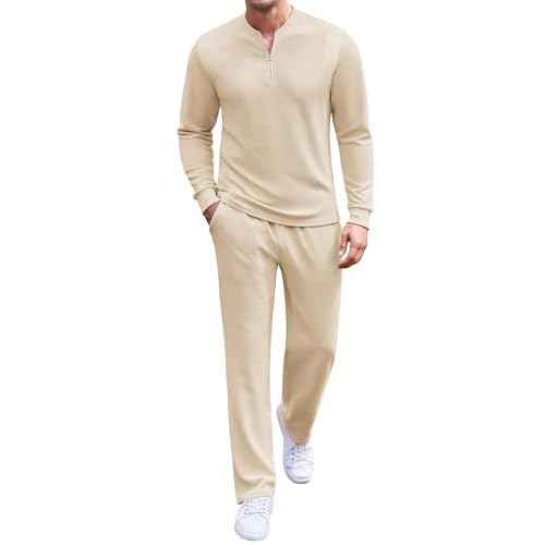 COOFANDY Men's 2 Piece Tracksuit Set Polo Athletic Sweatsuit Quarter Zip Jogging Long Sleeve Casual Sports Outfits