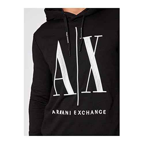 Armani Exchange mens Icon Project Embroidered Logo Hooded Sweatshirt