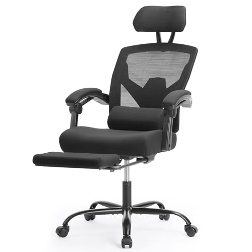 Sweetcrispy Office Computer Desk Chair, Ergonomic High-Back Mesh Rolling Work Swivel Chairs with Wheels, Comfortable Lumba...