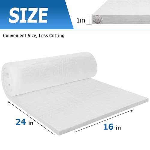 Nelyrho 24"x16"x1" Ceramic Fiber Insulation Blanket, Fireproof & Heat Resistant Up to 2700°F, Ideal for Wood Stove Baffle,...