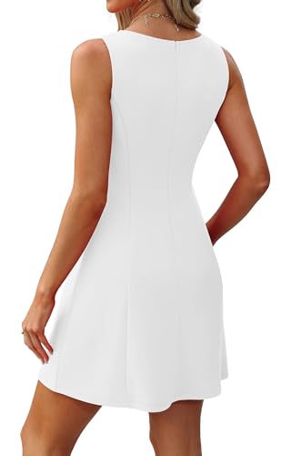 WIHOLL Women's Summer A-Line Sleeveless Boat Neck Mini Dress Club Party Little Short Dresses