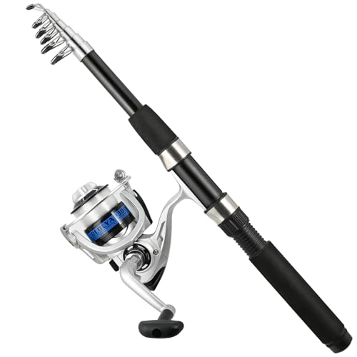 OLOLYAP Fishing Pole Combo Set 6.9ft 2PCS Telescopic Fishing Rod and Reel Combo with Fishing Pliers and Lip Gripper Collap...