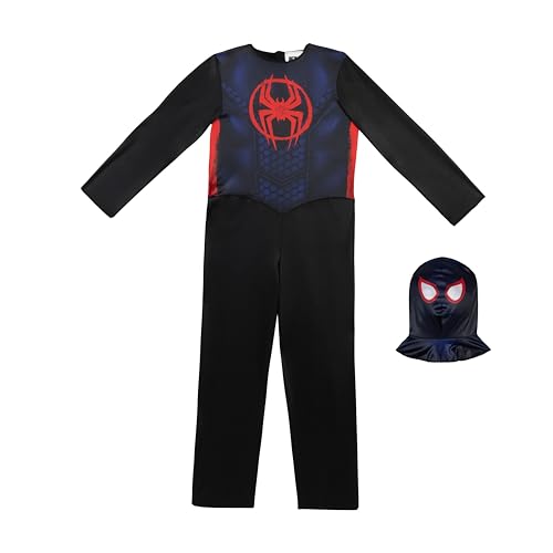 Marvel Miles Morales Official Youth Halloween Costume - Printed Jumpsuit with Fabric Mask