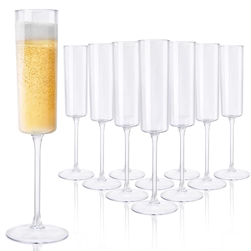 Ciaell 36 Pack Plastic Champagne Flutes - 6 Oz Disposable Champagne Glasses - Square Clear Plastic Toasting Glasses for Pa...