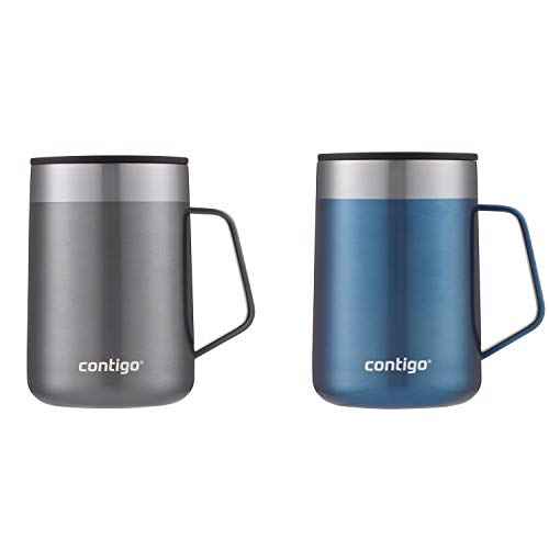 Contigo Streeterville Stainless Steel Travel Mug with Splash-Proof Lid Sake;Blue Corn 14 Ounces 2-Pack