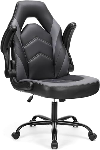 Sweetcrispy Computer Gaming Desk Chair - Ergonomic PU Leather with Comfy Lumbar Support, Height Adjustable Rolling Desk wi...