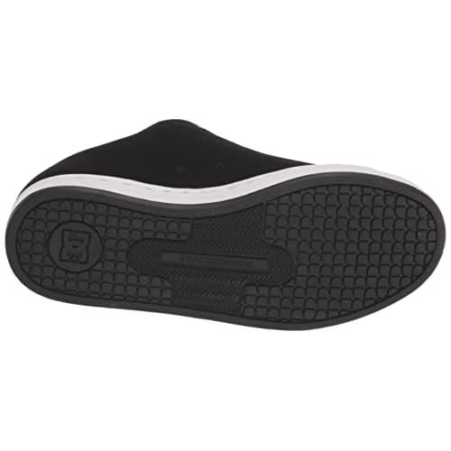 DC Women's Court Graffik Casual Low Top Skate Shoe, Black/White Stencil, 9.5
