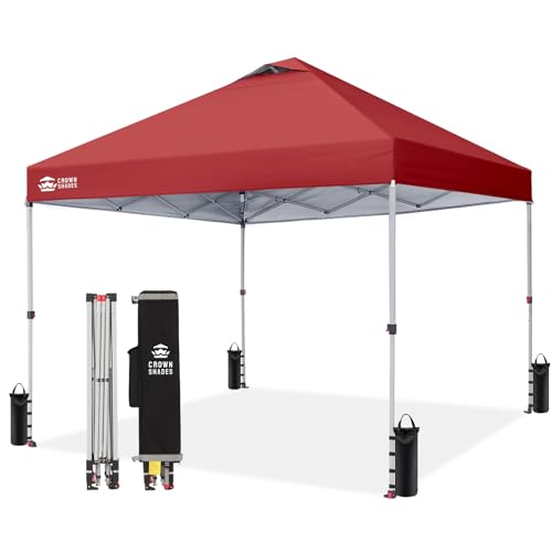 CROWN SHADES 10x10 Pop Up Canopy - Beach Tent with One Push Setup - Easy Outdoor Sun Shade for Events, Parties, Camping - ...