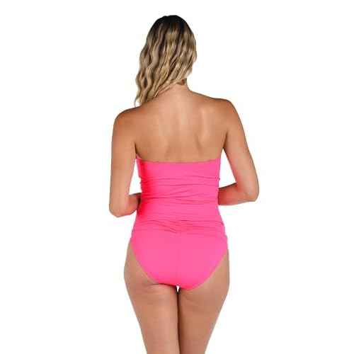 La Blanca Womens Island Goddess Ruffled Bandeau Tankini Swimsuit Top