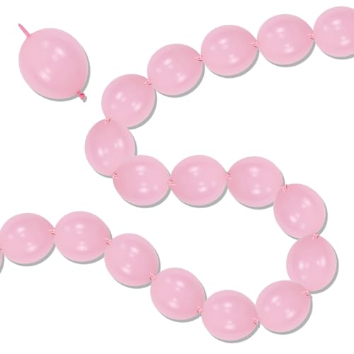 Pastel Pink Linking Balloons, 100PCS 6 Inch Small Baby Pink Link Balloons for Making Balloon Wall Heart Arch, Quick Linked...