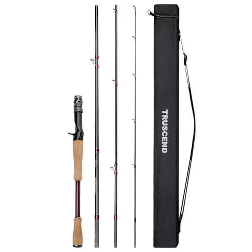 TRUSCEND CrazBass Travel Fishing Rod, FUJI K Guide and Reel Seat, TORAY 30/40T Carbon Fiber, Innovative Put-in Connection ...
