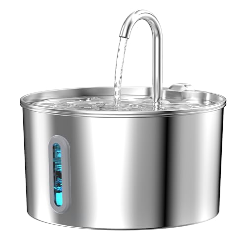 Cat Water Fountain Stainless Steel: 2.2 L Cat Fountain for Drinking - Automatic Pet Water Fountain for Cats Inside - Metal...