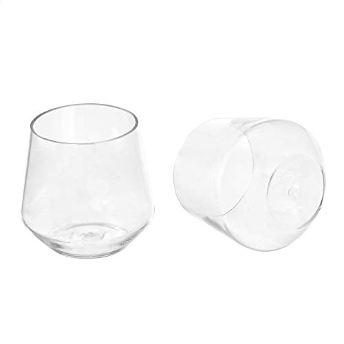 Amazon Basics Tritan BPA-Free Plastic, Dishwasher Safe, Stemless Wine, Shatterproof, 14-oz, Clear, Set of 4