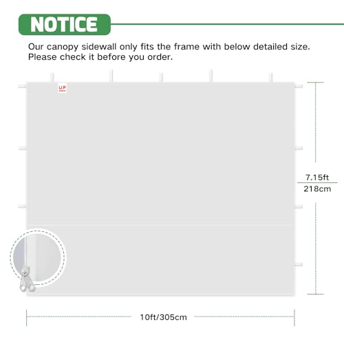 Acepic Instant Canopy Tent Sidewalls for 10x10 Pop Up Canopy 210D Waterproof,4 Piece Sidewalls, with Doors,White(4PCS Side...